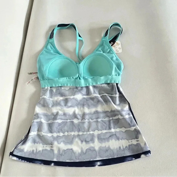 Zeroxposur Cross Back Strap Tankini Swimsuit Navy Blue Tie-Dye Size XS (6) - Picture 9 of 12